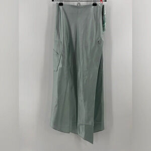 NWT OFF-WHITE Satin Flared Skirt Light Blue  IT 38 (XS) Stain